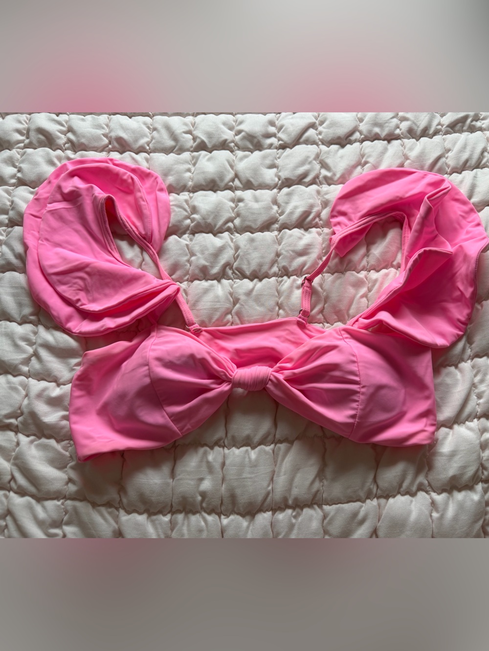Pink Ruffle Strap Bikini Top